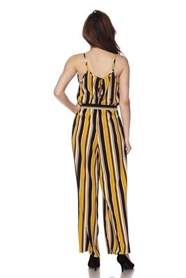 Jumpsuit - mustard/black/white stripes