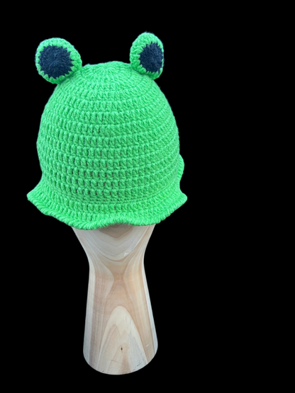 Knitted Frog Bucket Hat