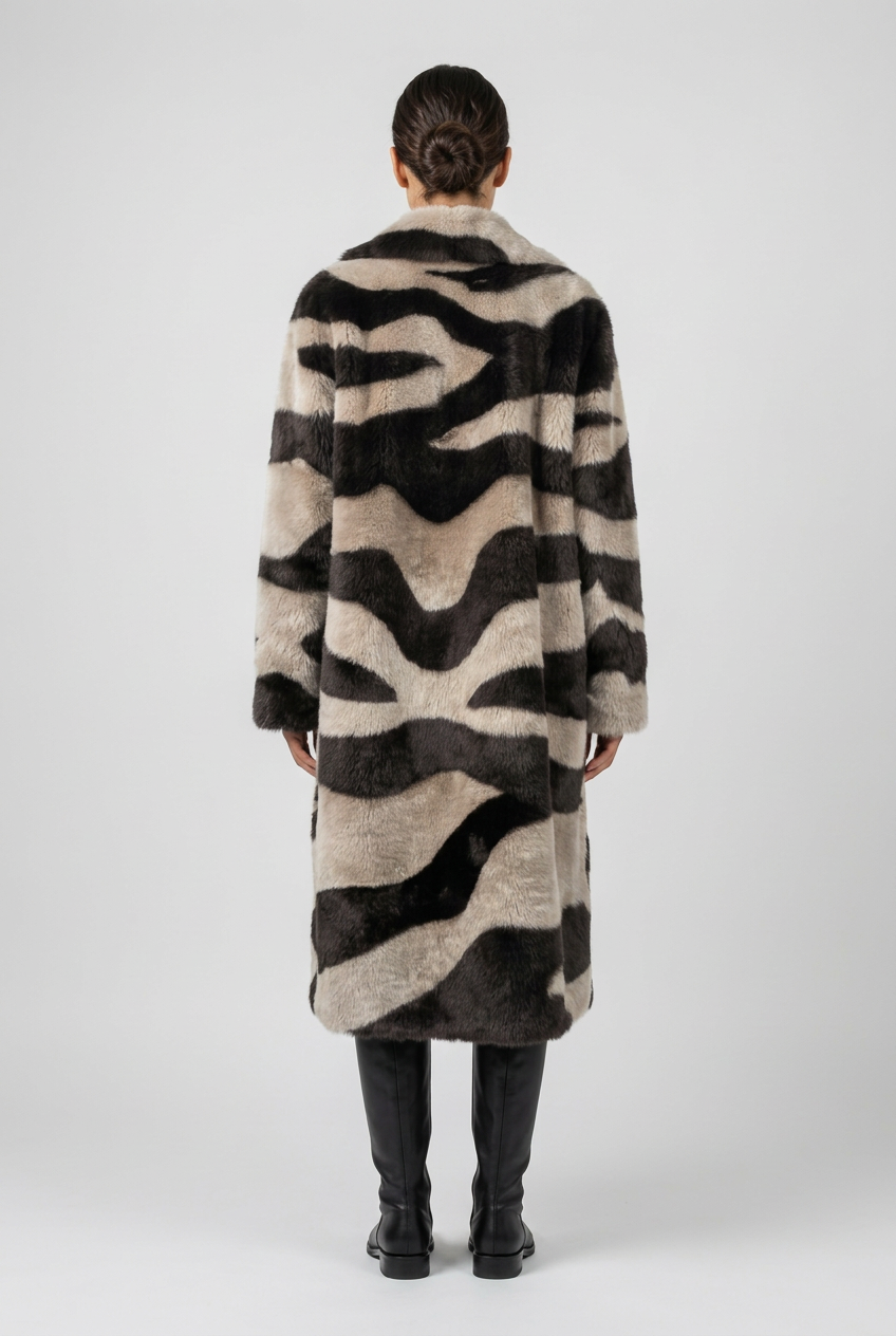 Rebecca Taylor Vegan Leather Shearling Coat