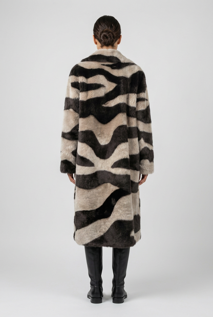 Rebecca Taylor Vegan Leather Shearling Coat