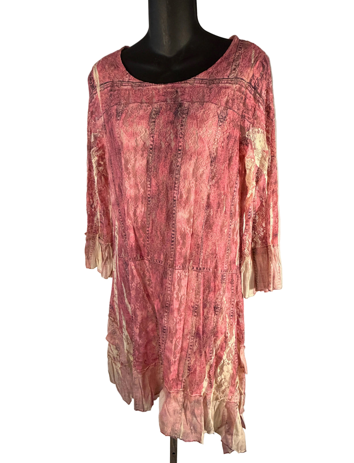 Origami Midi Dress Pink Lace & Floral — NWT Size S