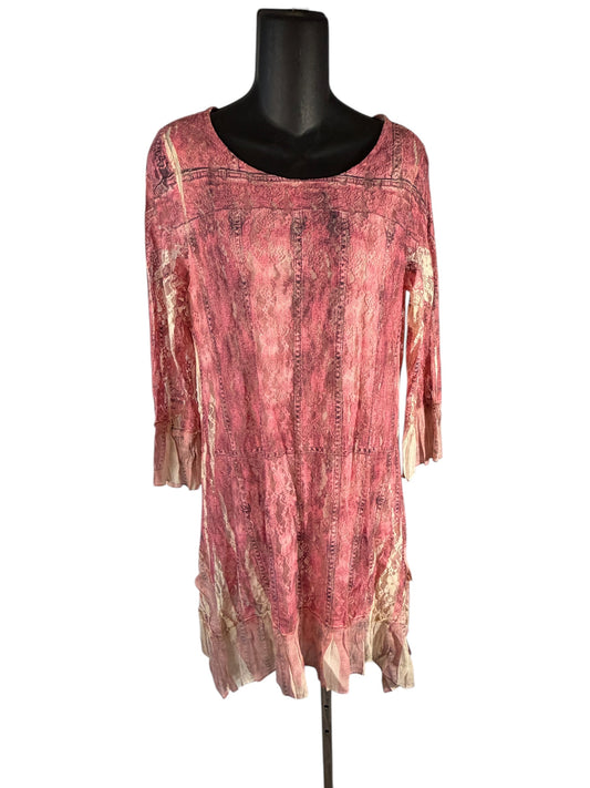 Origami, pink lace, BoHo tunic dress size small