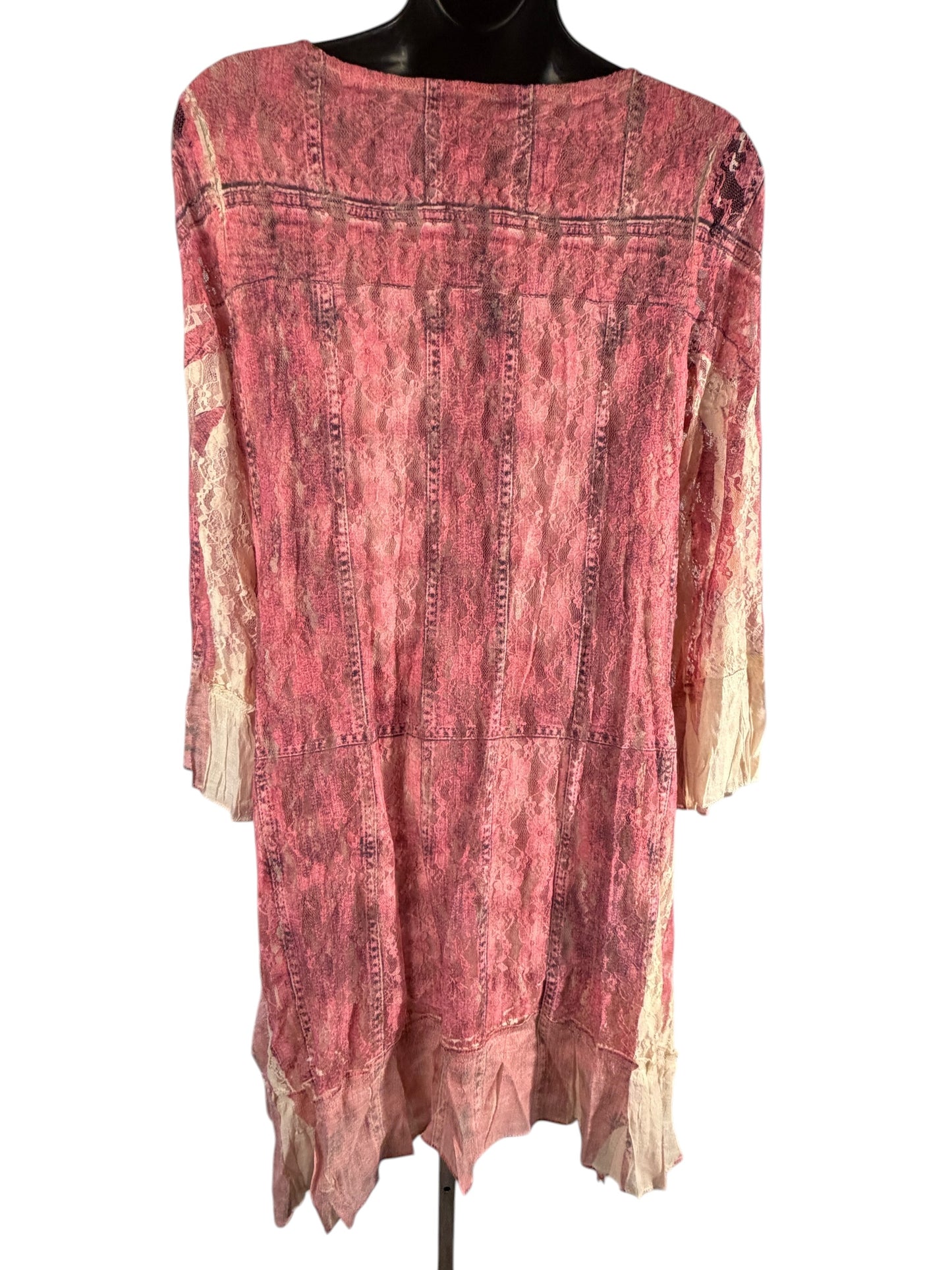 Origami, pink lace, BoHo tunic dress size small