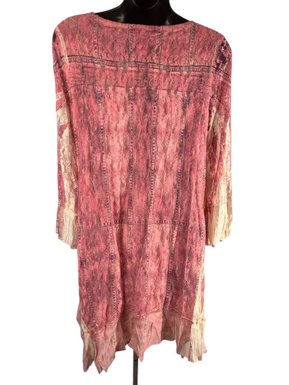 Origami, pink lace, BoHo tunic dress size small