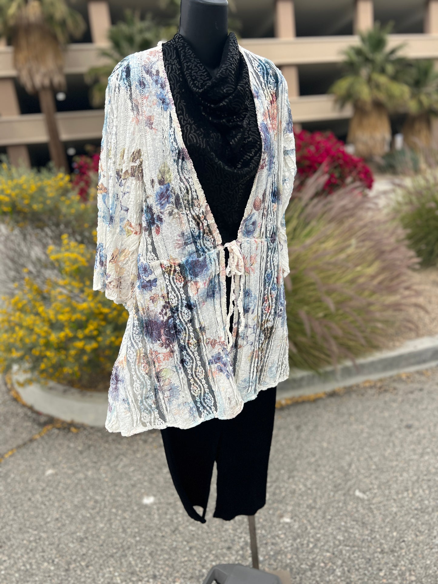 Origami Vest Multicolored sz S/M Bell Sleeve long Vest