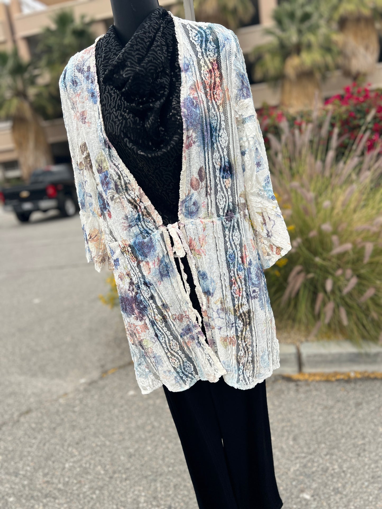 Origami Vest Multicolored sz S/M Bell Sleeve long Vest