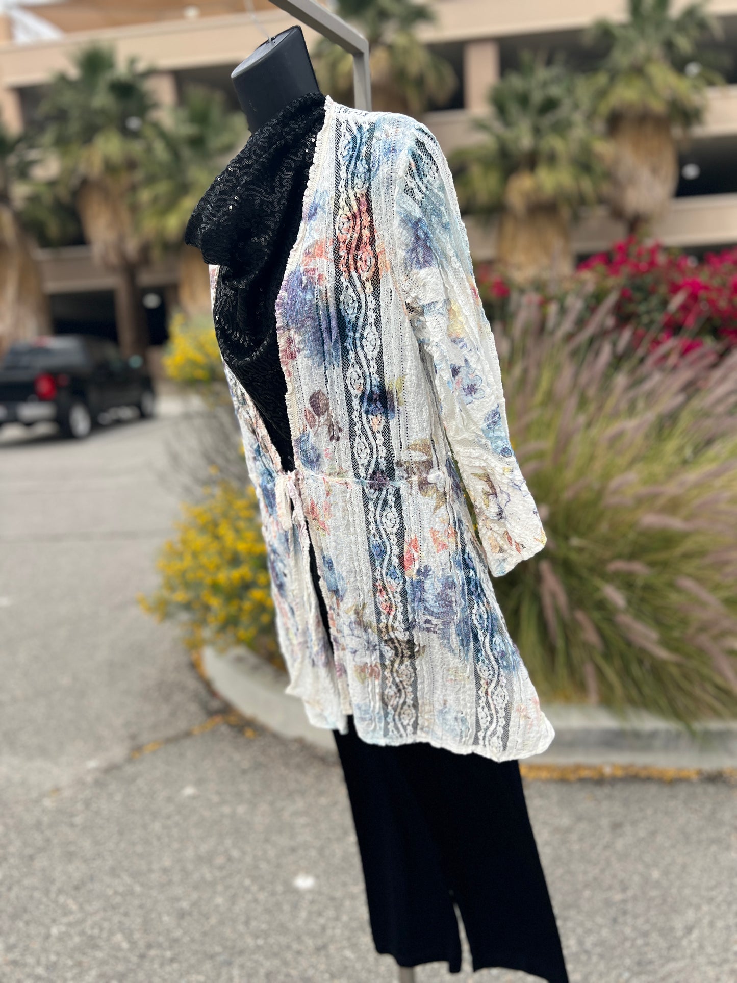 Origami Vest Multicolored sz S/M Bell Sleeve long Vest