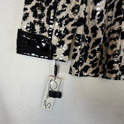 Clara S. leopard blazer black cuff and attached tag
