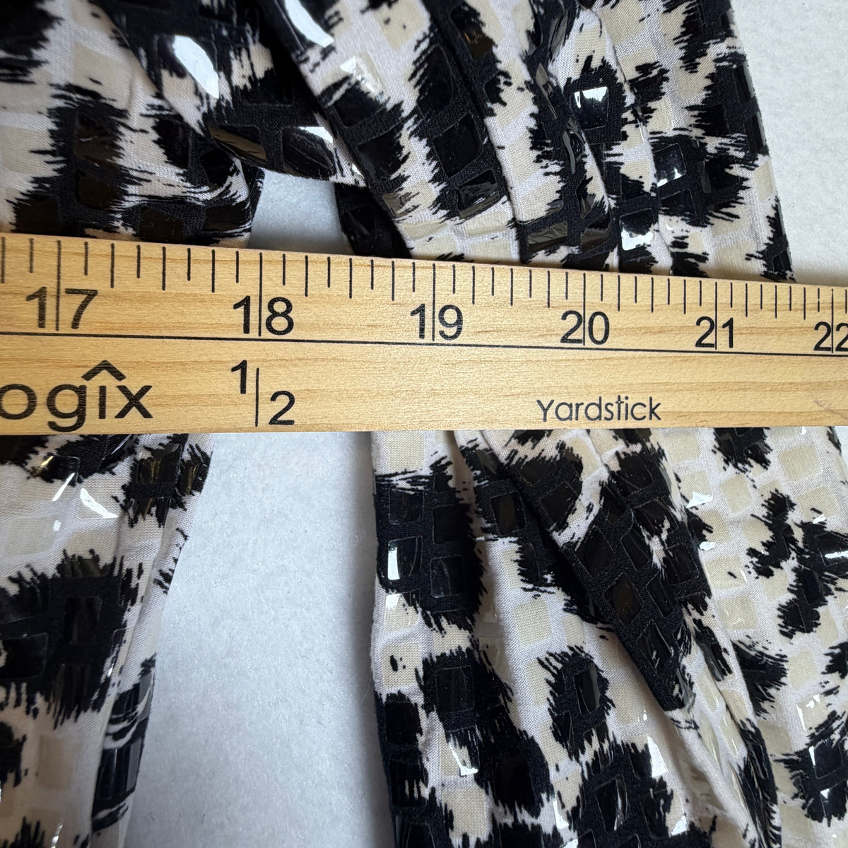 Clara S. leopard blazer length measurement photo