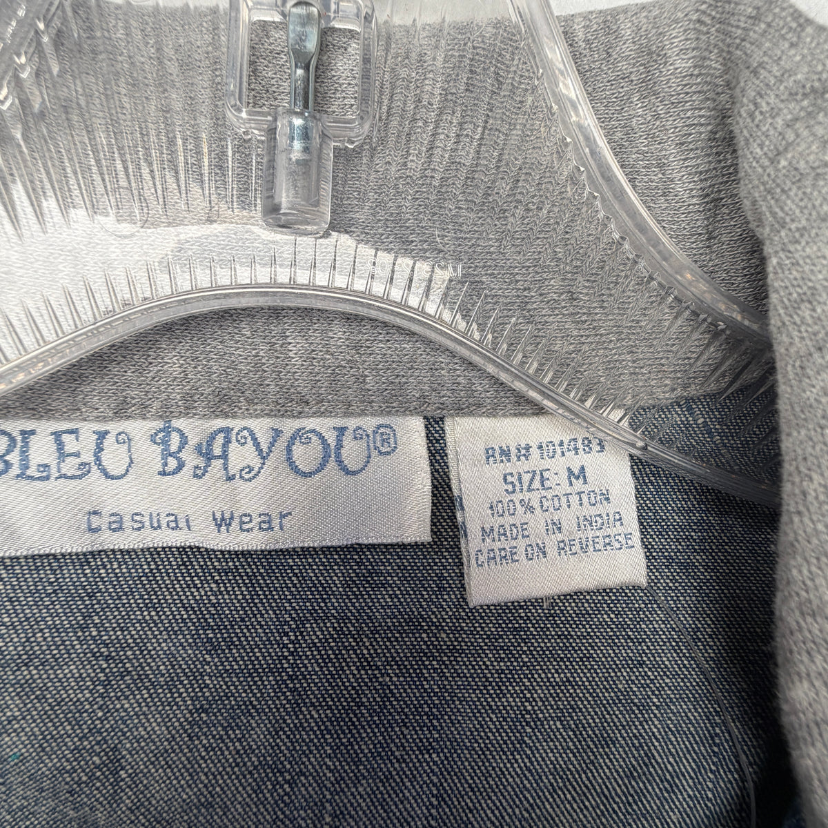 Bleu Bayou jacket detail and measurement photo
