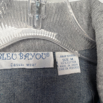 Bleu Bayou jacket detail and measurement photo
