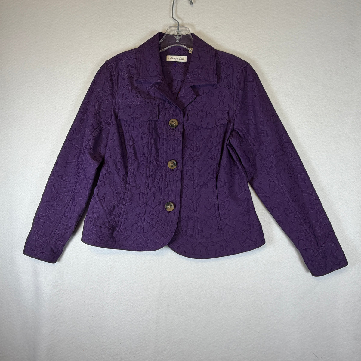 Coldwater Creek purple blazer label detail