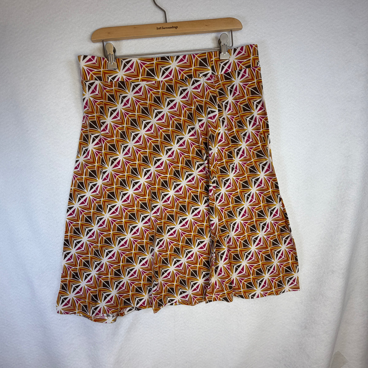 Additional view of Cato multicolor geometric print A-line skirt on hanger