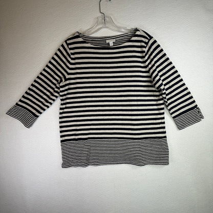 J.Jill Striped Boatneck Top Women's Medium Cotton Blend