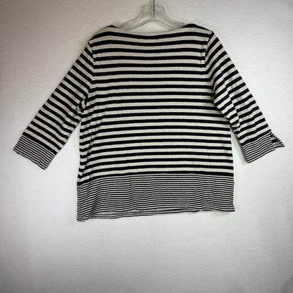 J.Jill Striped Boatneck Top Women's Medium Cotton Blend