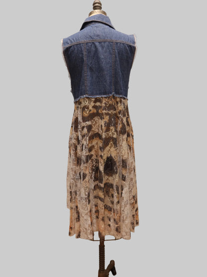 Origami, jean jacket with Lace size small medium ￼