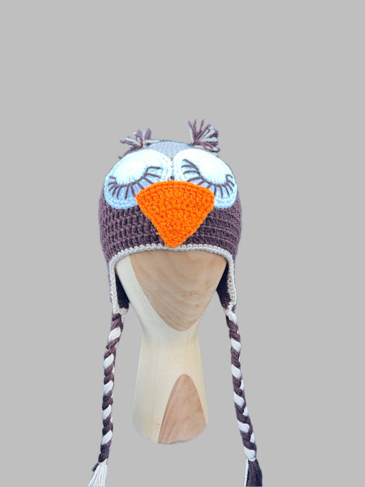 Sleeping Owl Knitted Hat