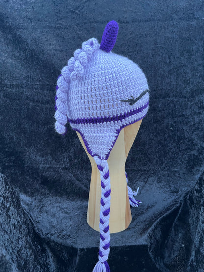 Lavender Knitted Unicorn Hat