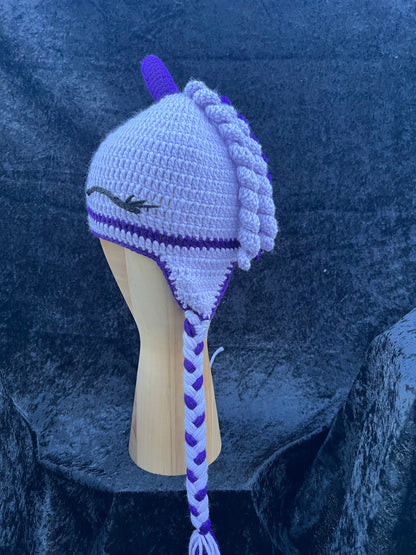 Lavender Knitted Unicorn Hat