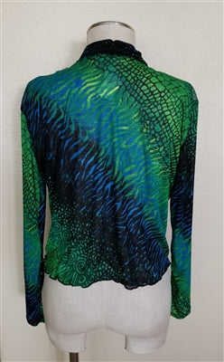 Jostar Long sleeve shrug- green tie dye - polyester/spandex