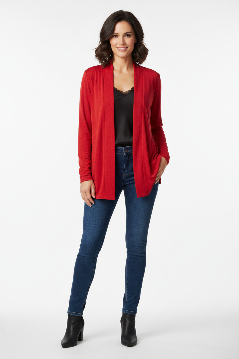 Lighweight Long Sleeve Pull-On Blouse Covering Polyester/Spandex