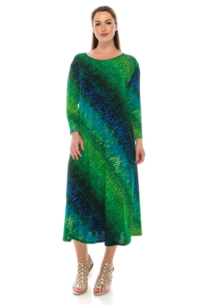 Jostar Long Dress Quarter Sleeve Print Sz Large