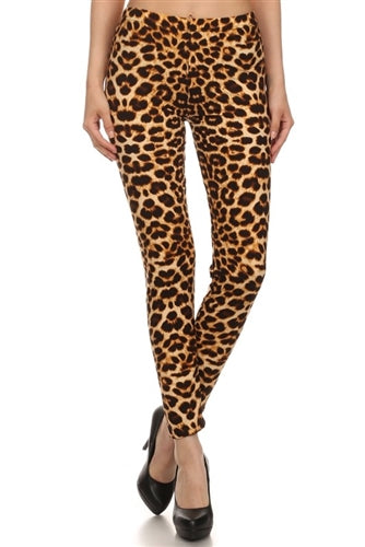 Leggings - brown leopard - polyester/spandex