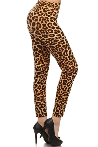 Leggings - brown leopard - polyester/spandex