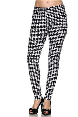 Leggings - black/white houndstooth - polyester/spandex