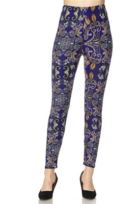 Leggings - plus size - royal multi print