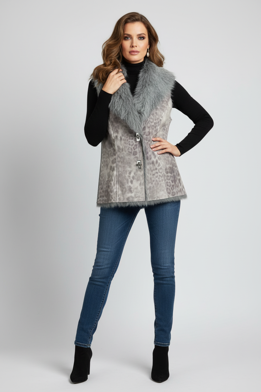Lisa International Faux Fur Vest NWT