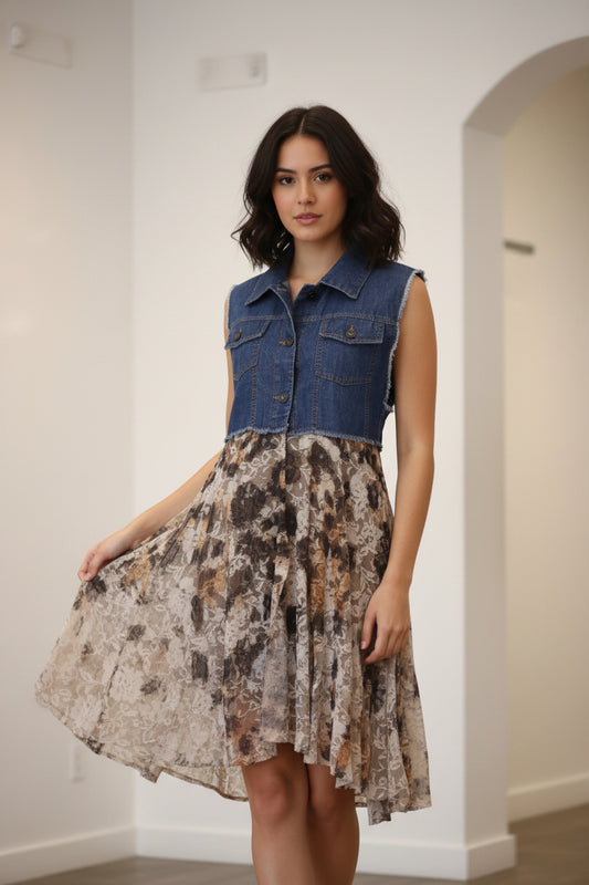 Origami, jean jacket with Lace size small medium ￼