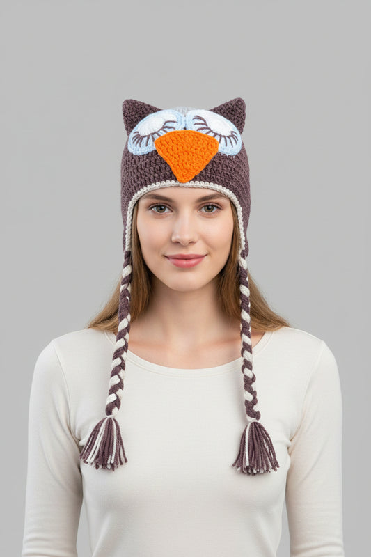Sleeping Owl Knitted Hat