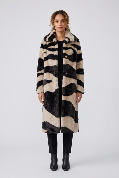 Rebecca Taylor Vegan Leather Shearling Coat