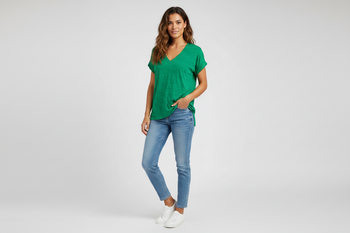 Soft Surroundings Jellybean, Green Carefree, Extra Small Blouse.  NWT. ￼