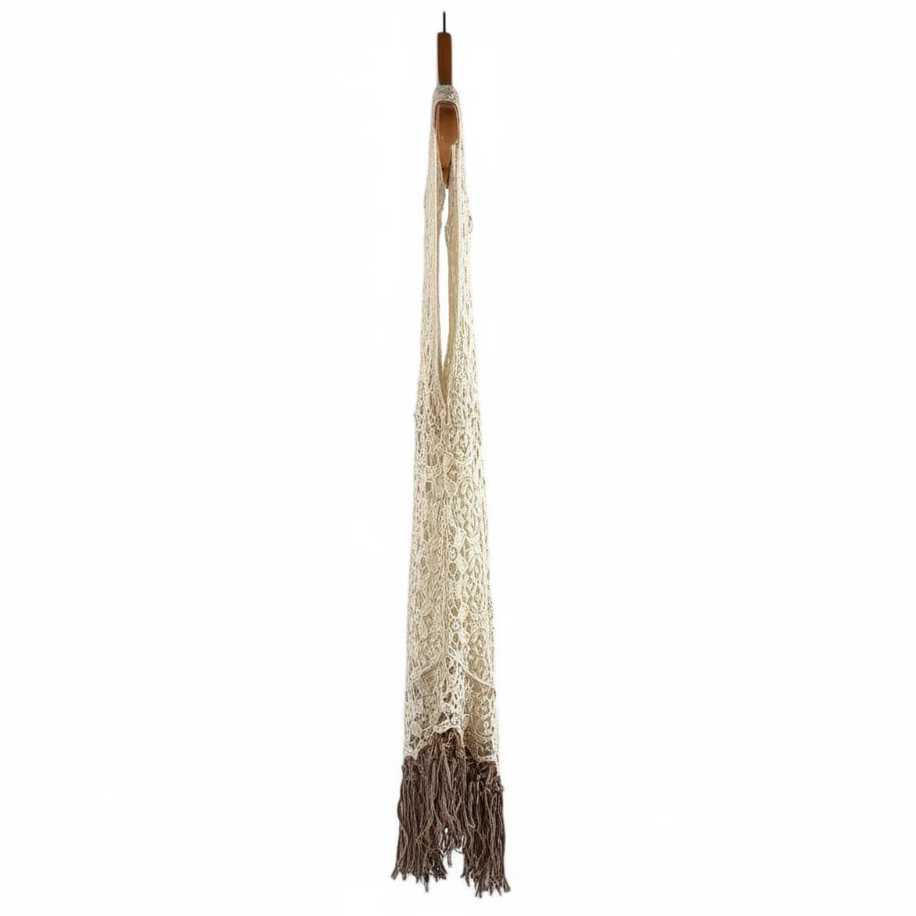 Leah Litty Lew The Boutique ivory crochet lace vest with fringe trim and open front design
