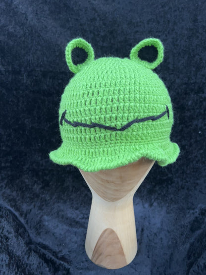 Knitted Frog Bucket Hat